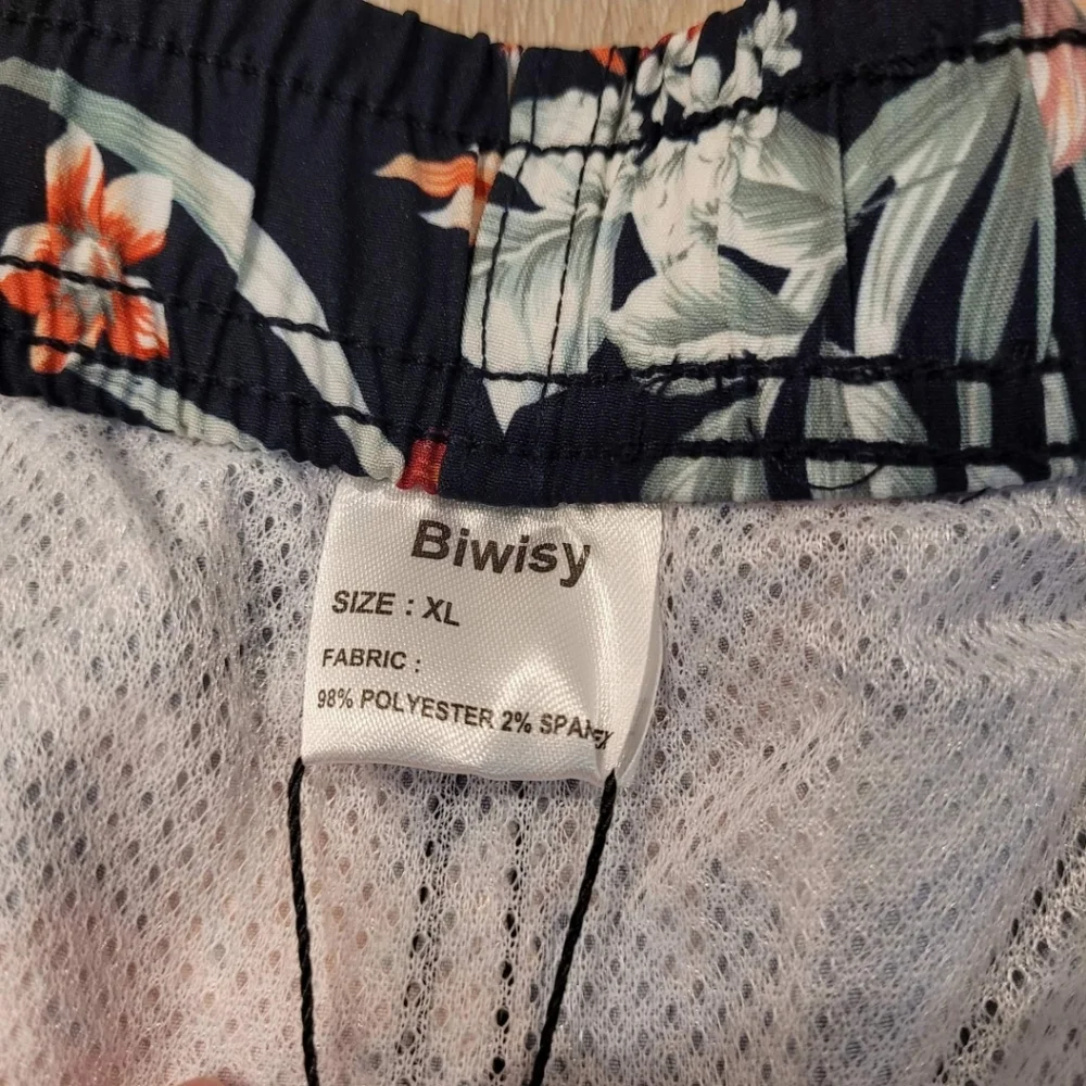 Biwisy Quick Dry Fully Lined Palm Leaves Swim Shorts